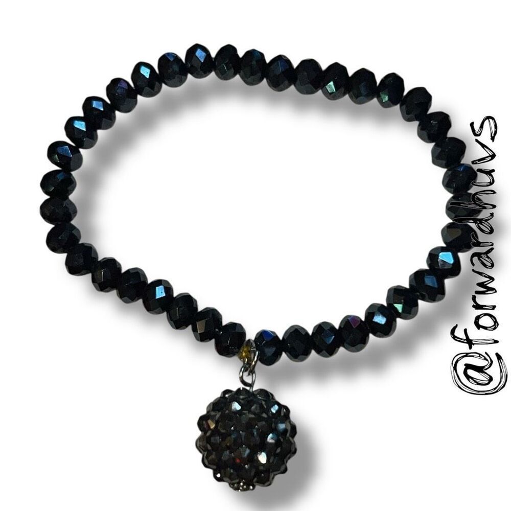 Bundle Sale 3 for $15 | Black Faceted Bead Stretch Bracelet – Hanging Cluster Ch